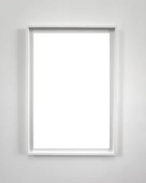 Blank vertical frame with white design. Empty modern picture display with w.. 스톡 사진
