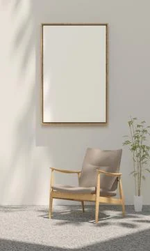 Blank vertical poster frame mock up in Living room. modern living room interior Stock Illustration