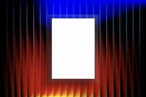 Blank vertical poster mockup with abstract light motion effect on dark backgr Stock Photos