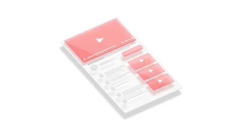 Blank video player interface frame mockup, side view Illustrazione stock