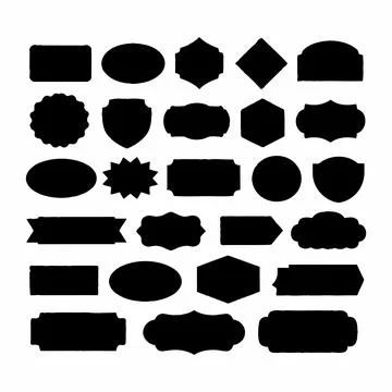 Blank Vintage Frames and Retro Label Silhouette Set Collection Stock Illustration
