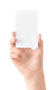 Blank visit card in hand isolated Stock Photos