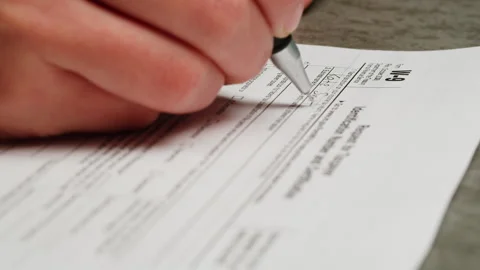 Blank W-9 and Form W8-BEN or 8W U.S. individual income tax return and Internal Video stock 273359475