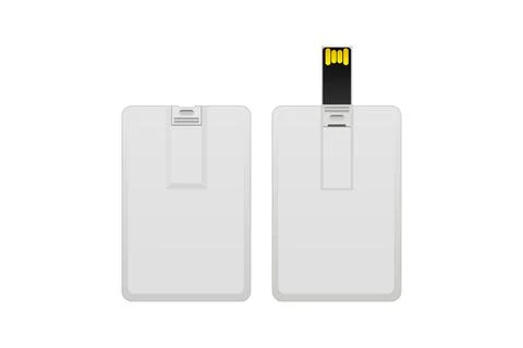 Blank wafer usb flash card mock up isolated on white background Stock Illustration