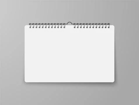 Blank wall calendar with soft shadow, with spiral. Illustrazione stock