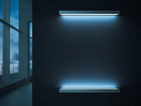 Blank wall with modern lamp. 3d rendering Stock Illustration