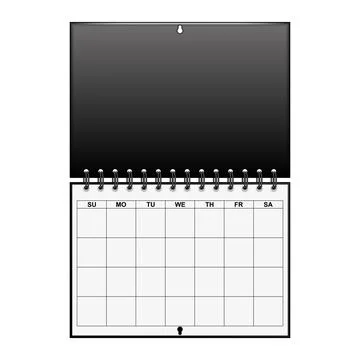 Blank wall weekly planner mockup with spiral binding realistic 3d vector, b.. Illustrazione stock