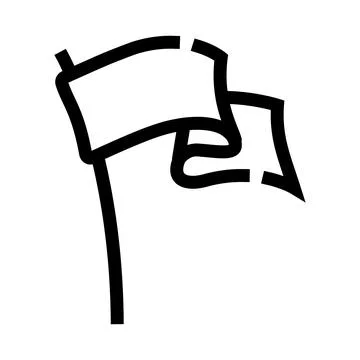 Blank wavy flag icon on pole waving Stock Illustration