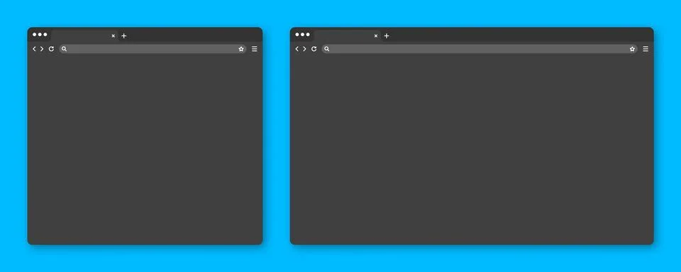 Blank web browser window with tab, toolbar and search field. Modern website Stock Illustration
