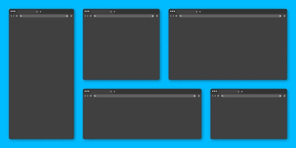 Blank web browser window with tab, toolbar and search field. Modern website Stock Illustration