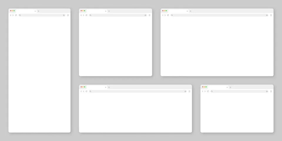 Blank web browser window with tab, toolbar and search field. Modern website Stock Illustration