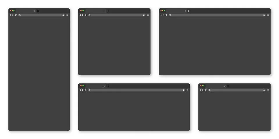 Blank web browser window with tab, toolbar and search field. Modern website Stock Illustration