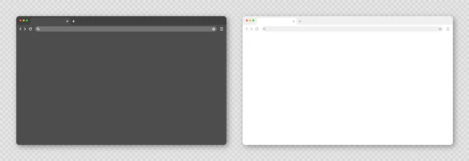 Blank web browser window with tab, toolbar and search field. Modern website Stock Illustration