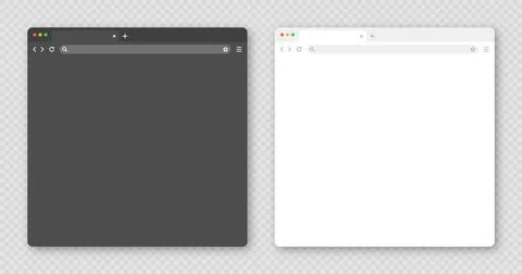 Blank web browser window with tab, toolbar and search field. Modern website Stock Illustration