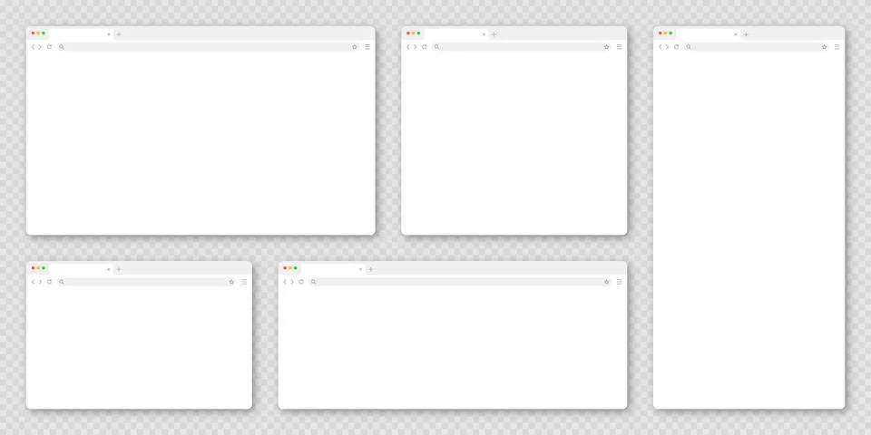 Blank web browser window with tab, toolbar and search field. Modern website Stock Illustration