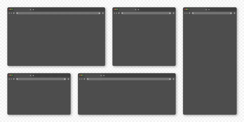 Blank web browser window with tab, toolbar and search field. Modern website Stock Illustration