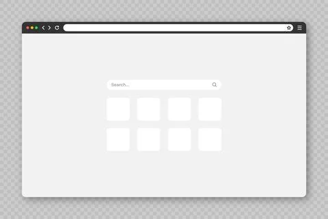 Blank web browser window with tab, toolbar and search field. Modern website Stock Illustration