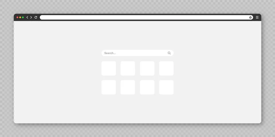 Blank web browser window with tab, toolbar and search field. Modern website Stock Illustration