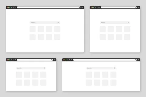 Blank web browser window with tab, toolbar and search field. Modern website Stock Illustration