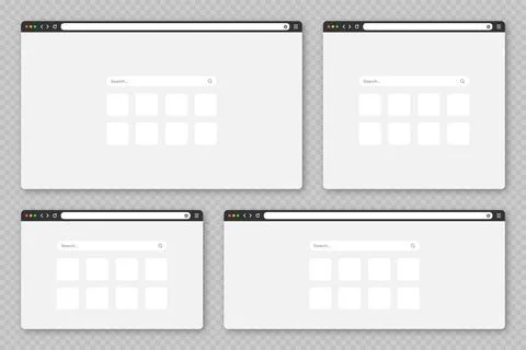 Blank web browser window with tab, toolbar and search field. Modern website Stock Illustration
