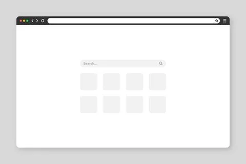Blank web browser window with tab, toolbar and search field. Modern website Illustrazione stock