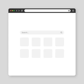 Blank web browser window with tab, toolbar and search field. Modern website Illustrazione stock