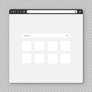 Blank web browser window with tab, toolbar and search field. Modern website Stock Illustration