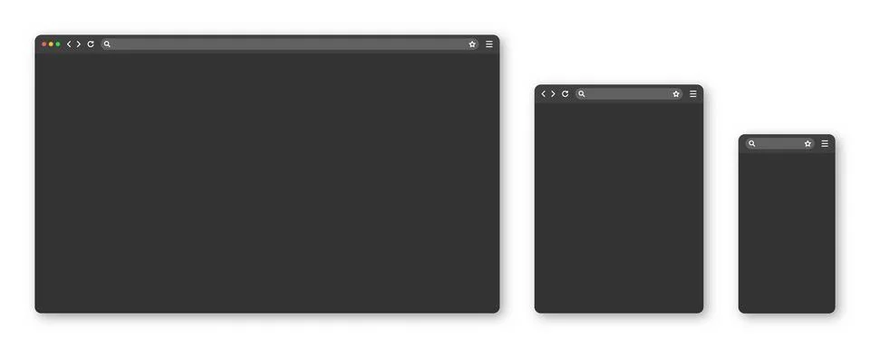 Blank web browser window with toolbar and search field. Modern website, internet Stock Illustration