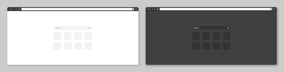 Blank web browser window with toolbar and search field. Modern website, internet Stock Illustration