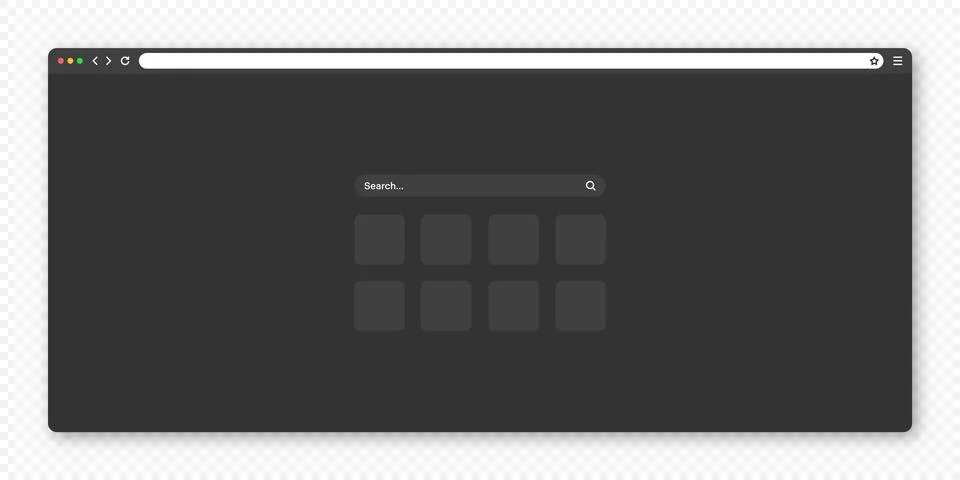 Blank web browser window with toolbar and search field. Modern website, internet Stock Illustration