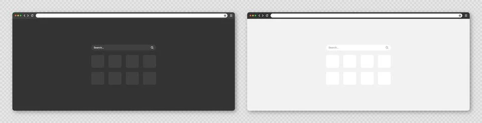 Blank web browser window with toolbar and search field. Modern website, internet Stock Illustration