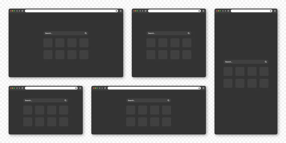 Blank web browser window with toolbar and search field. Modern website, internet Stock Illustration