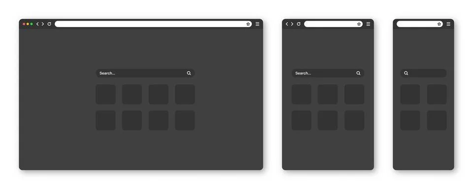 Blank web browser window with toolbar and search field. Modern website, internet Stock Illustration