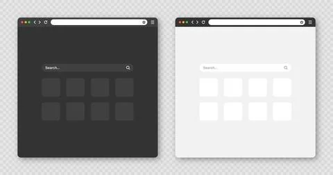 Blank web browser window with toolbar and search field. Modern website, internet Stock Illustration