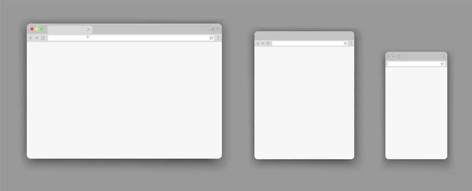 Blank web browser windows for different devices. Website flat template. Stock Illustration