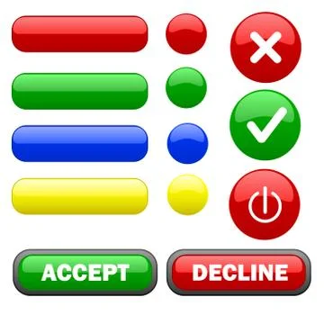 Blank web buttons. On, off. Vector illustration. Stock Illustration