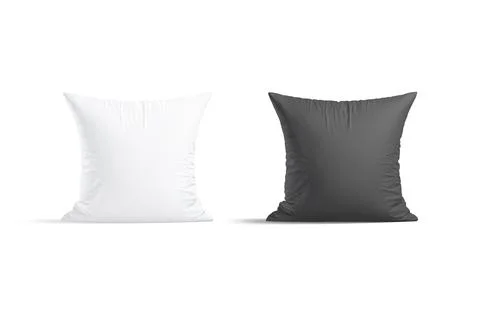 Blank white and black square pillow mockup stand, front view Stock Illustration