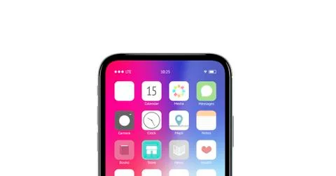 Blank white app button on phone screen mockup Stock Photos