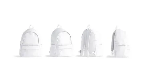 Blank white backpack mockup, different angels views Illustrazione stock