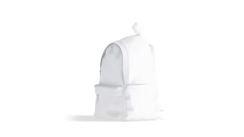 Blank white backpack with zipper mockup, looped rotation, 4k video 스톡 동영상 160005398