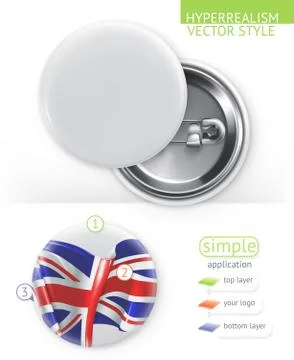 Blank white badges, Hyperrealism vector style simple application Stock Illustration