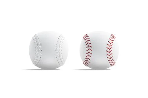 Blank white baseball ball with red seam mockup, front view Illustrazione stock