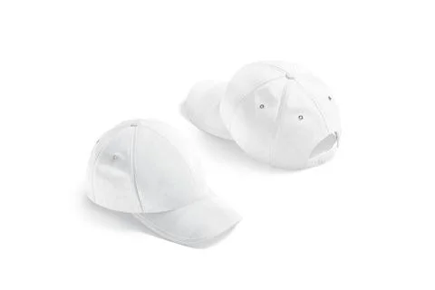 Blank white baseball cap mockup, side and back view Stock Illustration