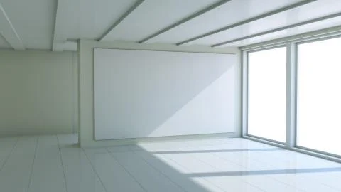 Blank white billboard in empty room 스톡 일러스트
