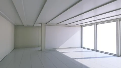 Blank white billboard in empty room イラスト素材