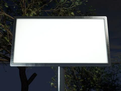 Blank white billboard layout. 3D Stock Illustration