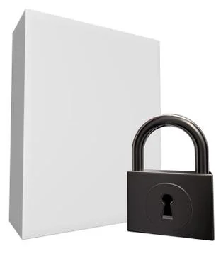 Blank white box and padlock - 3d illustration Stock Illustration