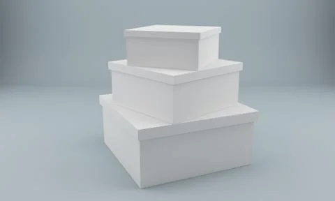 Blank white box isolated on white. 3d rendering. 库存插图