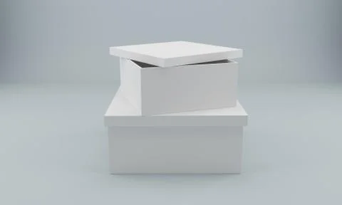 Blank white box isolated on white. 3d rendering. 스톡 일러스트