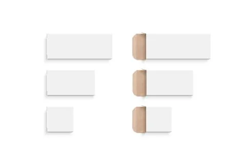 Blank white boxes different size set, isolated Illustrazione stock